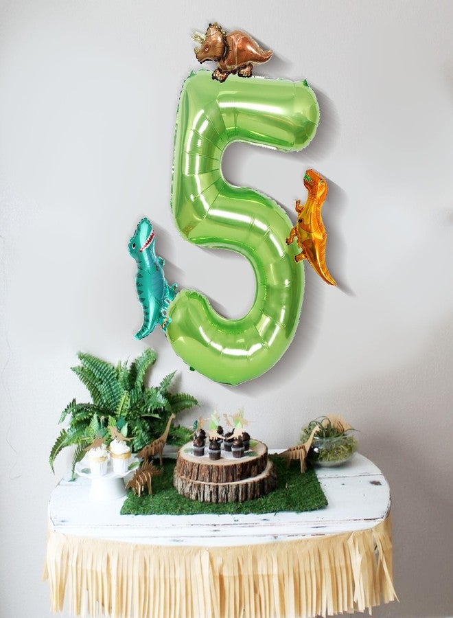 Ysqool Dinosaur Green Number 5 Balloon, 40 In Large Foil Helium Balloon with Mini Dino Mylar Balloons, Dinosaur Birthday Decorations for Kids, Dino Balloons Set for 5th Birthday Party Supplies (5) - Image 5